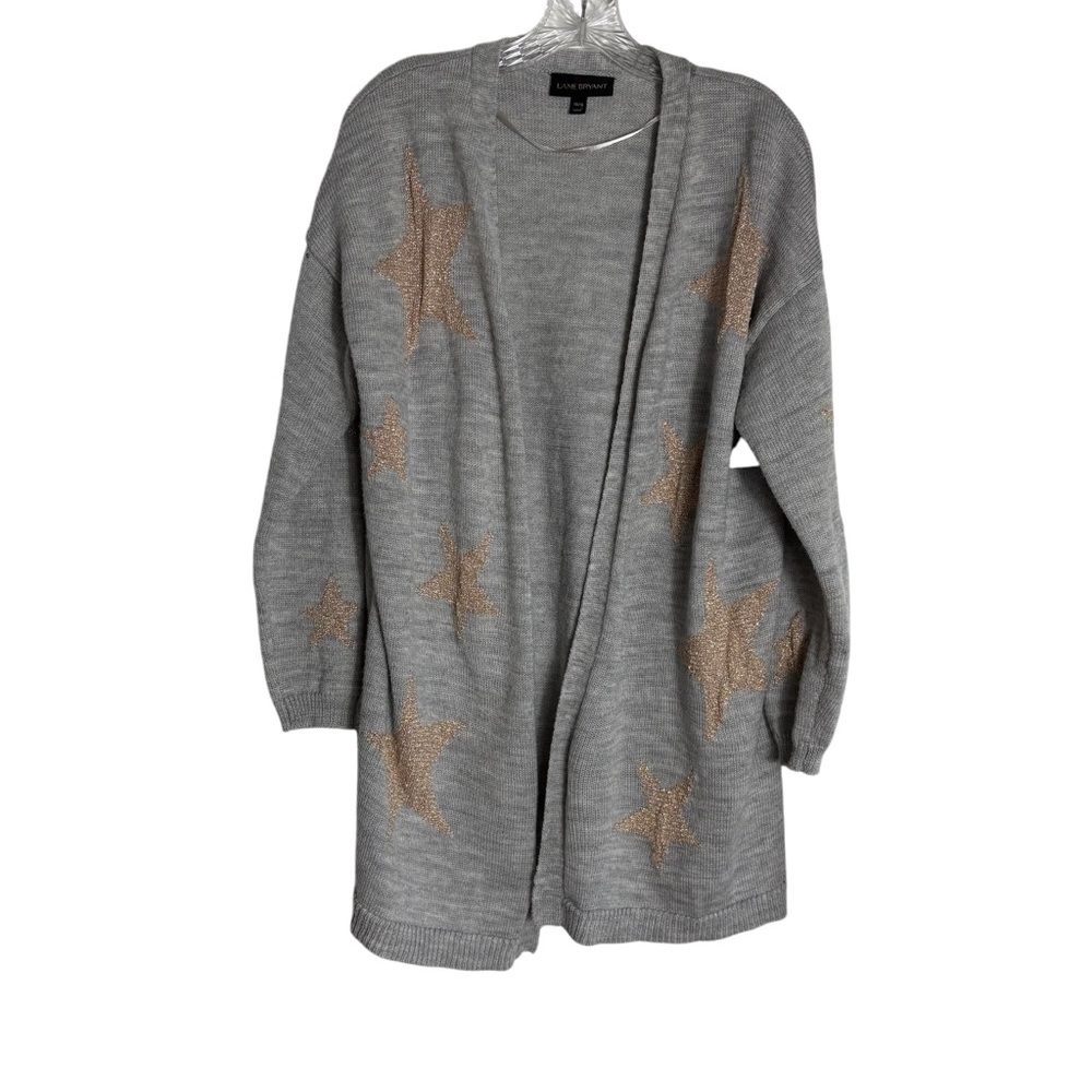 LANE BRYANT Gray Star Patterned Sweater Size 14/16— Great for the Office Sweater - Picture 3 of 8